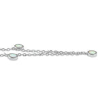Sterling Silver Adjustable White Lab Opal Station Necklace