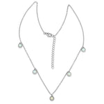 Sterling Silver Adjustable White Lab Opal Station Necklace