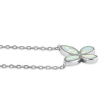 Sterling Silver Adjustable White Lab Opal Butterfly Necklace