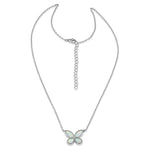 Sterling Silver Adjustable White Lab Opal Butterfly Necklace