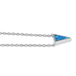 Sterling Silver Adjustable Blue Lab Opal Trendy Triangle Necklace