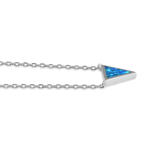 Sterling Silver Adjustable Blue Lab Opal Trendy Triangle Necklace