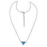 Sterling Silver Adjustable Blue Lab Opal Trendy Triangle Necklace