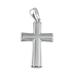 Sterling Silver Grooved Cross Pendant