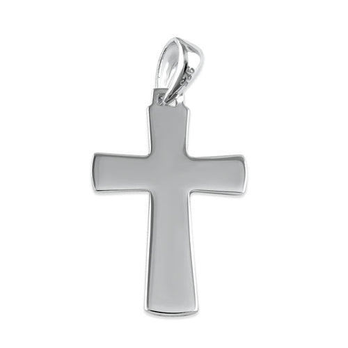 Sterling Silver Grooved Cross Pendant
