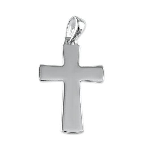 Sterling Silver Grooved Cross Pendant