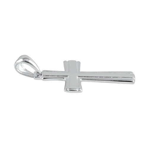Sterling Silver Grooved Cross Pendant