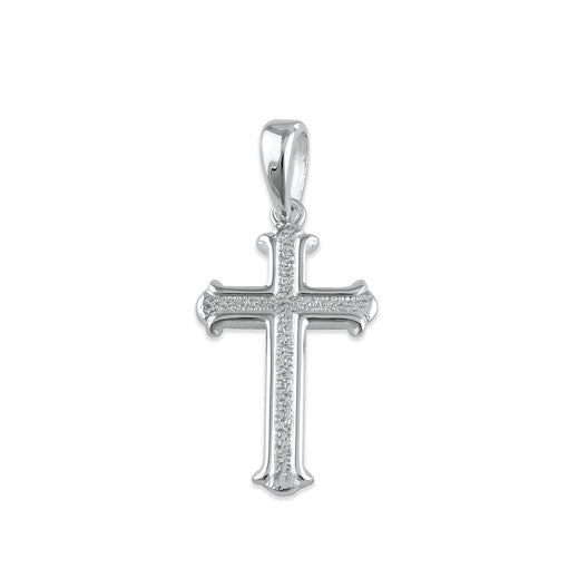 Sterling Silver Textured Gamma Cross Pendant