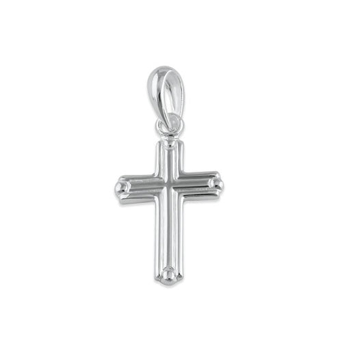 Sterling Silver Gamma Beaded Cross Pendant