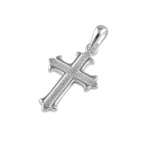 Sterling Silver Textured Gamma Cross Pendant