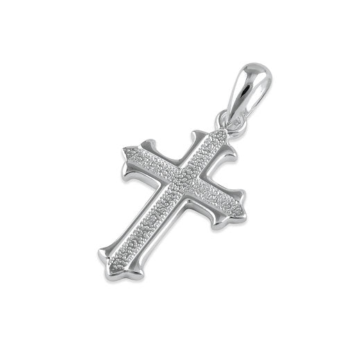 Sterling Silver Textured Gamma Cross Pendant