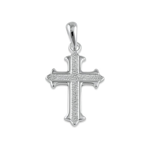 Sterling Silver Textured Gamma Cross Pendant
