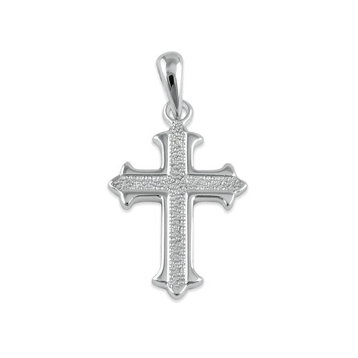Sterling Silver Textured Gamma Cross Pendant