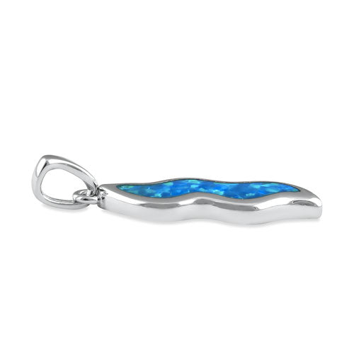 Sterling Silver Blue Lab Opal Wave Pendant