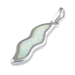 Sterling Silver White Lab Opal Wave Pendant