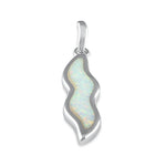 Sterling Silver White Lab Opal Wave Pendant