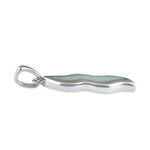Sterling Silver White Lab Opal Wave Pendant