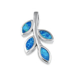 Sterling Silver Blue Lab Opal Olive Leaf Pendant