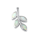 Sterling Silver White Lab Opal Olive Leaf Pendant
