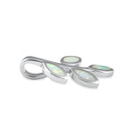 Sterling Silver White Lab Opal Olive Leaf Pendant