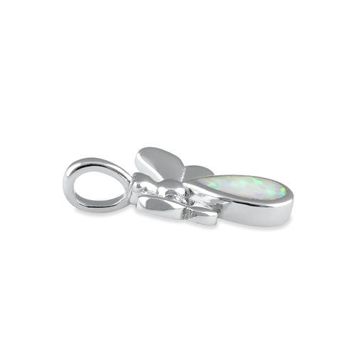 Sterling Silver White Lab Opal Firefly Pendant