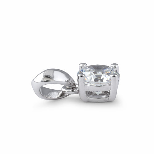 Sterling Silver 5mm Round Cut Basket Setting CZ Pendant