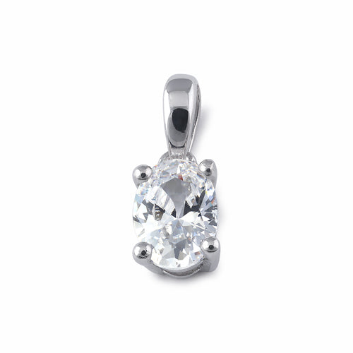 Sterling Silver 5X7mm Oval Cut CZ Pendant