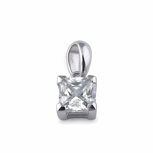 Sterling Silver 5mm Square Cut CZ Pendant