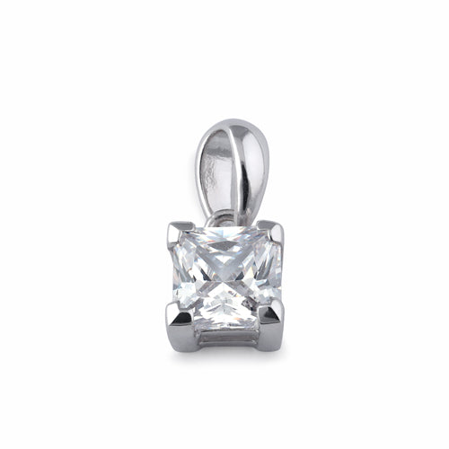 Sterling Silver 5mm Square Cut CZ Pendant