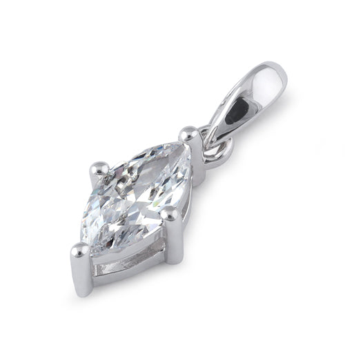 Sterling Silver 4X8mm Marquise Cut CZ Pendant