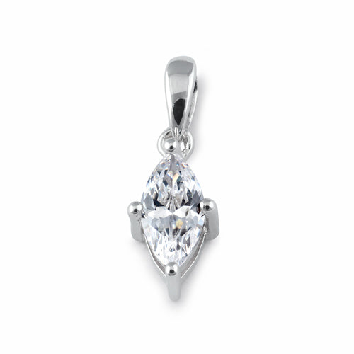 Sterling Silver 4X8mm Marquise Cut CZ Pendant