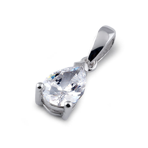 Sterling Silver 5X7mm Pear Cut CZ Pendant