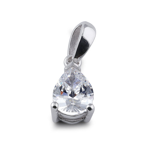 Sterling Silver 5X7mm Pear Cut CZ Pendant