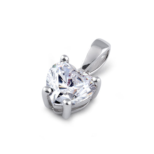 Sterling Silver 6X6mm Heart Cut CZ Pendant