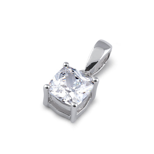 Sterling Silver 5X5mm Cushion Cut CZ Pendant