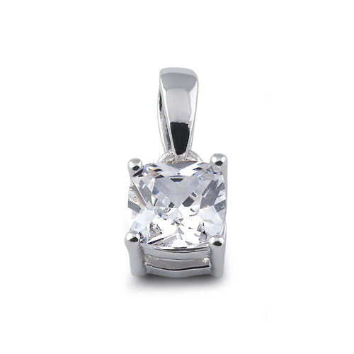 Sterling Silver 5X5mm Cushion Cut CZ Pendant