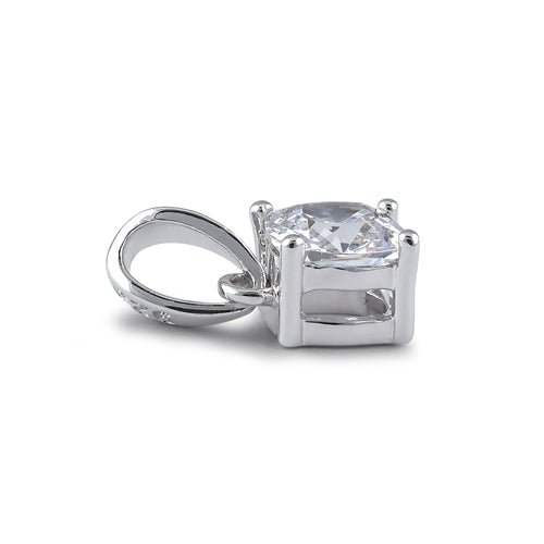 Sterling Silver 5X5mm Cushion Cut CZ Pendant