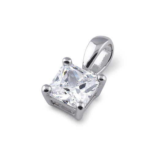 Sterling Silver 5X5mm Octagon Step Cut CZ Pendant