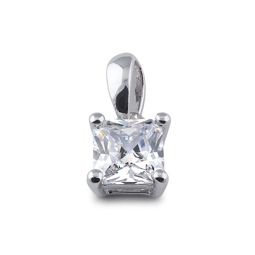 Sterling Silver 5X5mm Octagon Step Cut CZ Pendant