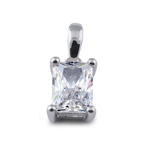 Sterling Silver 5X7mm Octagon Radiant Cut CZ Pendant