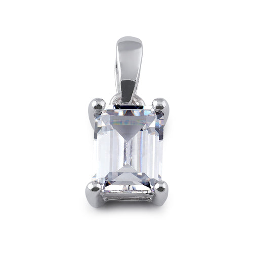 Sterling Silver 5X7mm Octagon Emerald Step Cut CZ Pendant