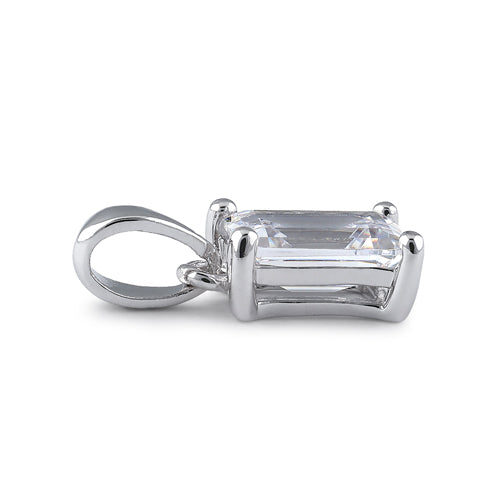 Sterling Silver 5X7mm Octagon Emerald Step Cut CZ Pendant