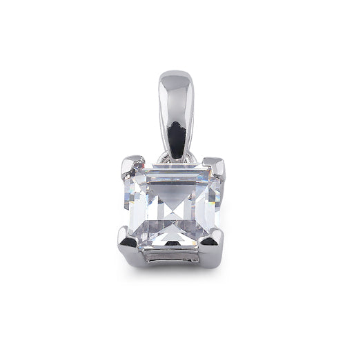 Sterling Silver 5mm Square Step Cut CZ Pendant