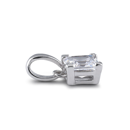 Sterling Silver 5mm Square Step Cut CZ Pendant