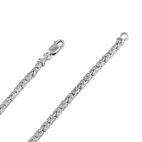 Sterling Silver Square Byzantine Chain Necklace 3.3mm