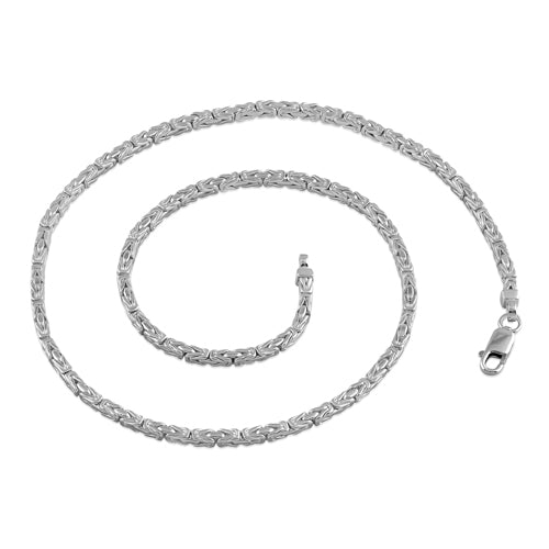 Sterling Silver Square Byzantine Chain Necklace 3.3mm