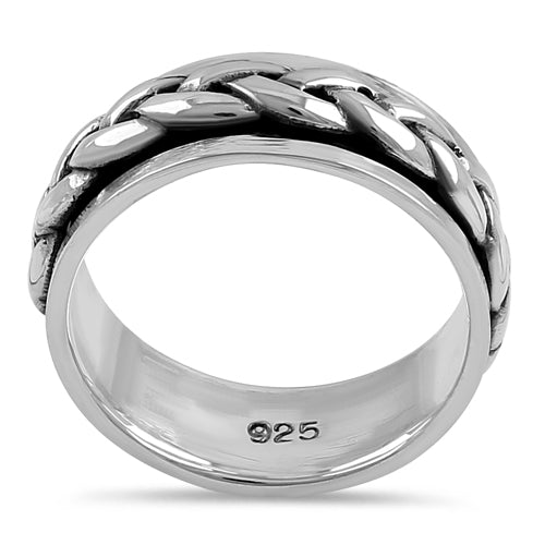 Sterling Silver 7MM Knot Spinner Ring