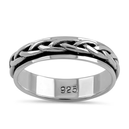 Sterling Silver 5MM Knot Spinner Ring