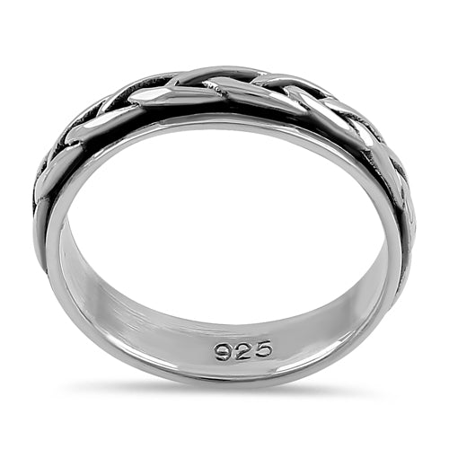 Sterling Silver 5MM Knot Spinner Ring