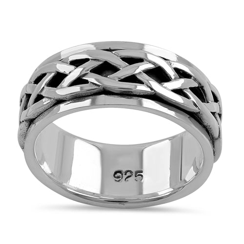 Sterling Silver 8MM Knot Spinner Ring
